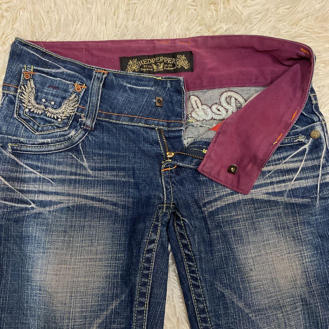 RED PEPPER デニム ジーンズ フレア ブーツカット 刺繍 27 - メルカリ