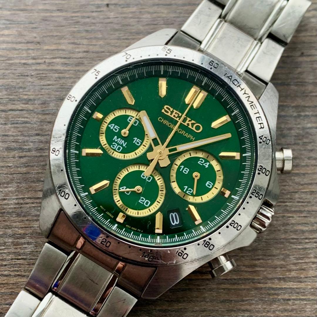 SEIKO SBTR017 8T63-00D0 セイコー クロノグラフ グリーン - メルカリ