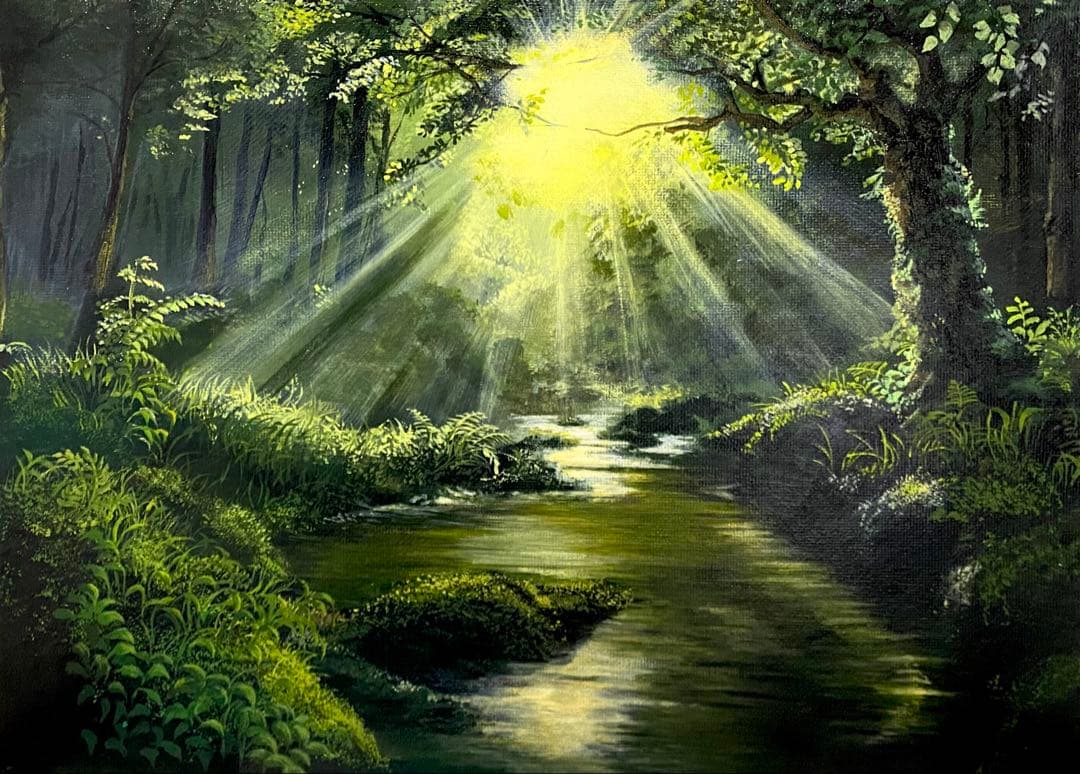 ひかりの約束」 手描き 風景画 アクリル画 癒し - メルカリ