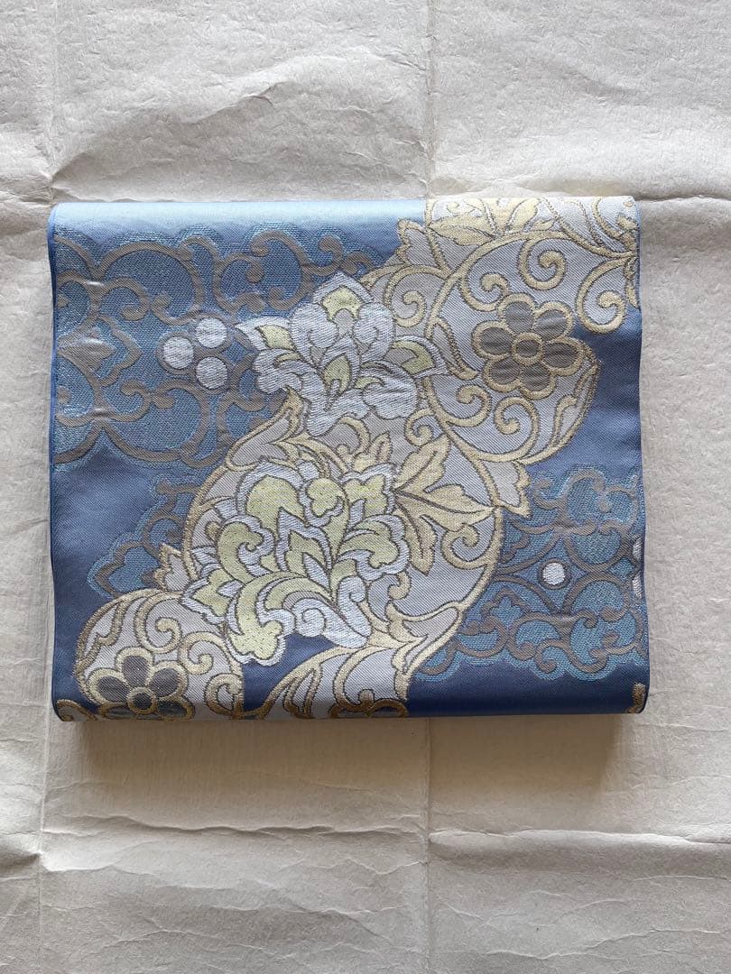 川島織物◆洋花更紗紋様の美しい袋帯◆六通柄 506my12◇川島織物 本金 唐草 松 鶴 源氏車 流水 金糸 六通 本袋帯