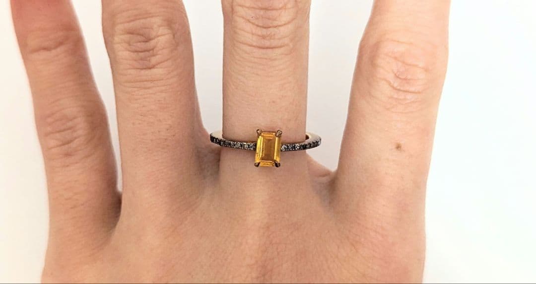 artidaoud レクタングルシトリンパヴェダイヤモンドエタニティリング