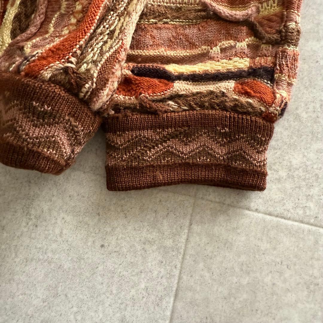 クージー 3D編みニット セーター マルチカラー ブラウン系 長袖 - メルカリ