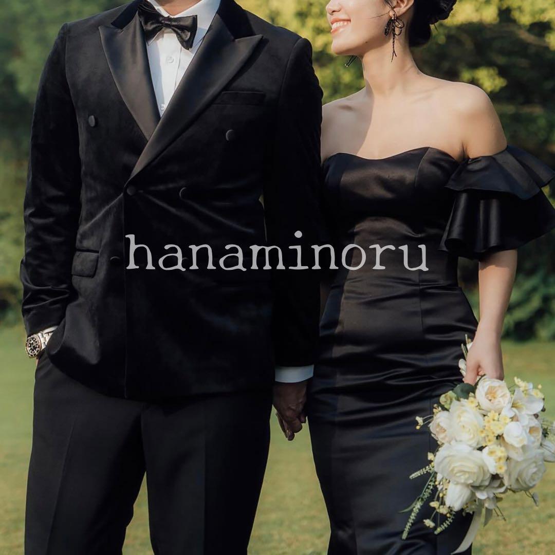 前撮り ドレス 黒 街撮り お色直し パーティー 二次会 披露宴 セルフ