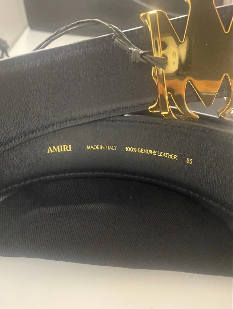 【AMIRI】\"MA\" Quad 4cm幅 85cmレザーベルト / ブラック