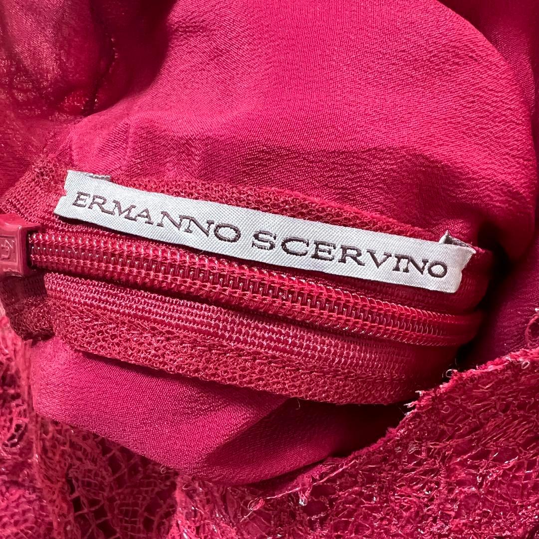 1950 エルマンノシェルビーノ 赤 レース シルクブレンド 高級感 《L》