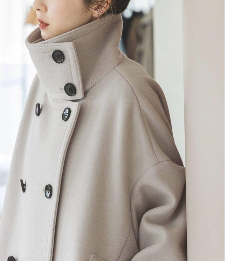 ☆2023AW/NOBLE ノーブル スタンドカラーオーバーコート ベージュ