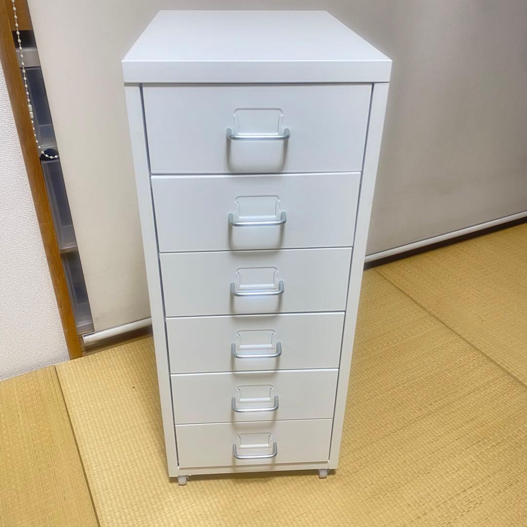 ①値下げ不可 廃盤品 IKEA HELMER ホワイト 6段 キャビネットワゴン