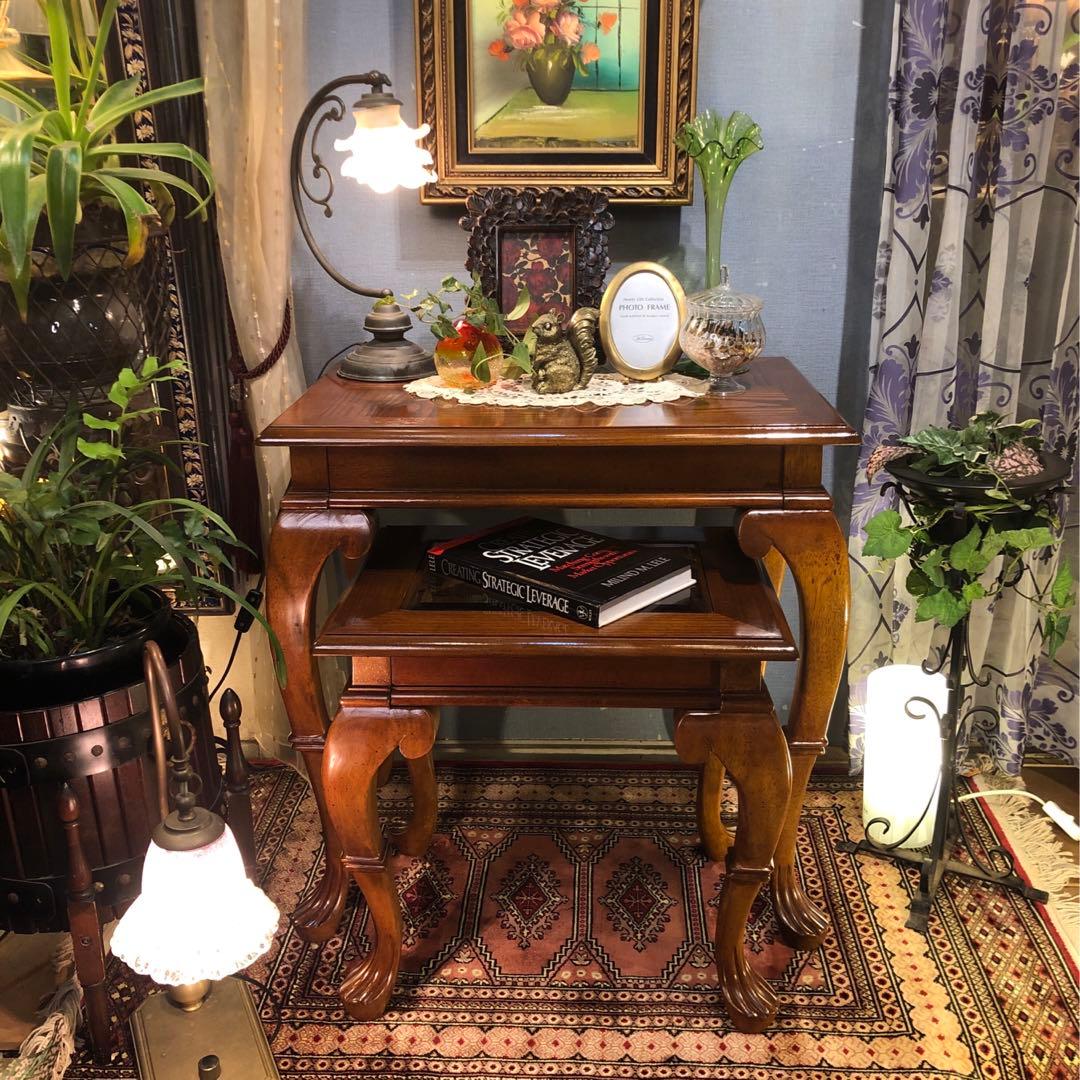 チルヴィンテージ US アンティーク　ネストテーブル　バラ売り可　猫脚 楽天市場】【土日限定☆クーポン有】猫脚 ネストテーブル ホワイト 3個