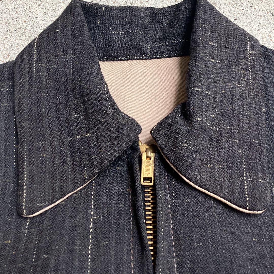 Kids 50s U.S.VINTAGE レーヨンギャバジンJKT 黒 カスリ