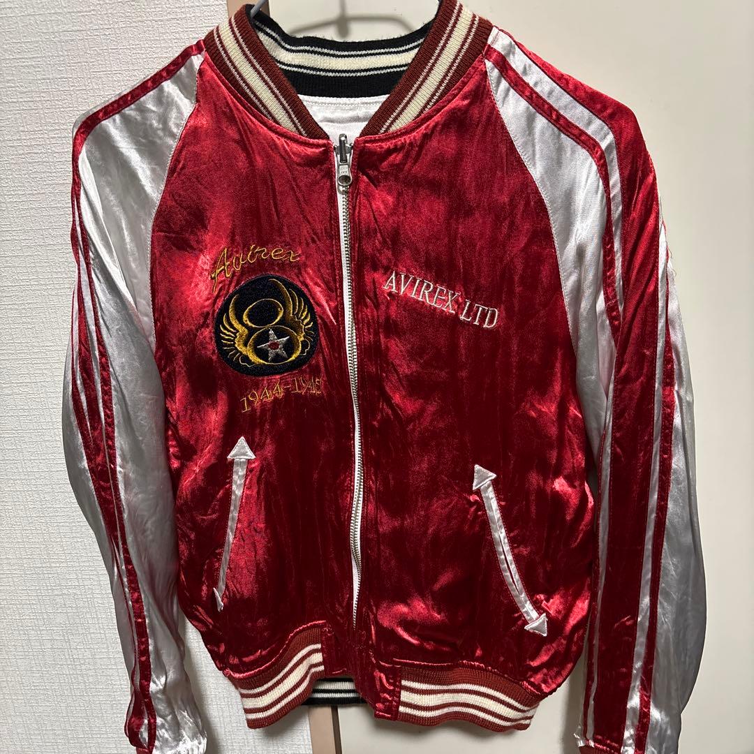 Avirex スカジャン ジャケット リバーシブル 白/黒/赤/ドラゴン/鷹