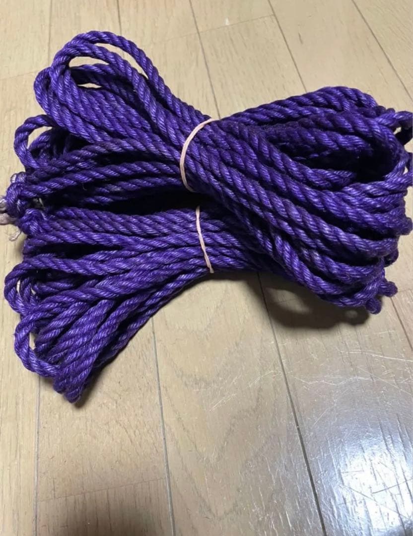 緊縛用麻縄　蜜蝋鞣し　紫色6mm×8M 6本セット　煮鞣し