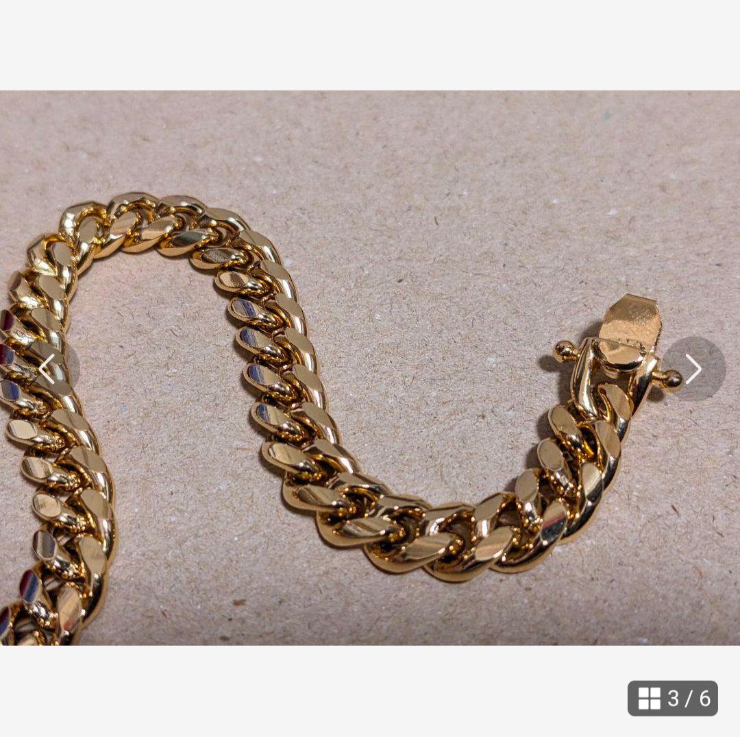 【21.5cm】【8mm】【18K刻印】【Miami Cuban】