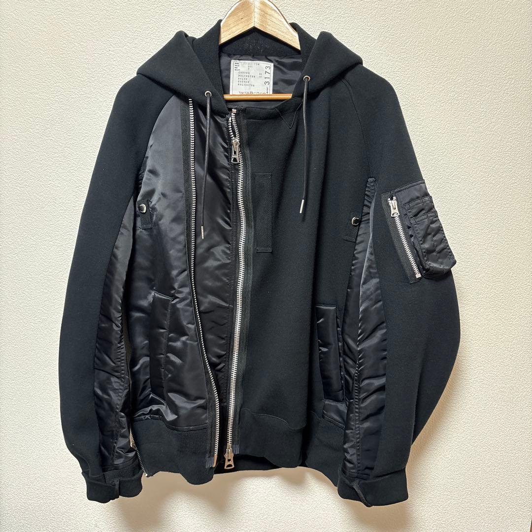 sacai Sponge Sweat Blouson 23-03173M 黒 - メルカリ