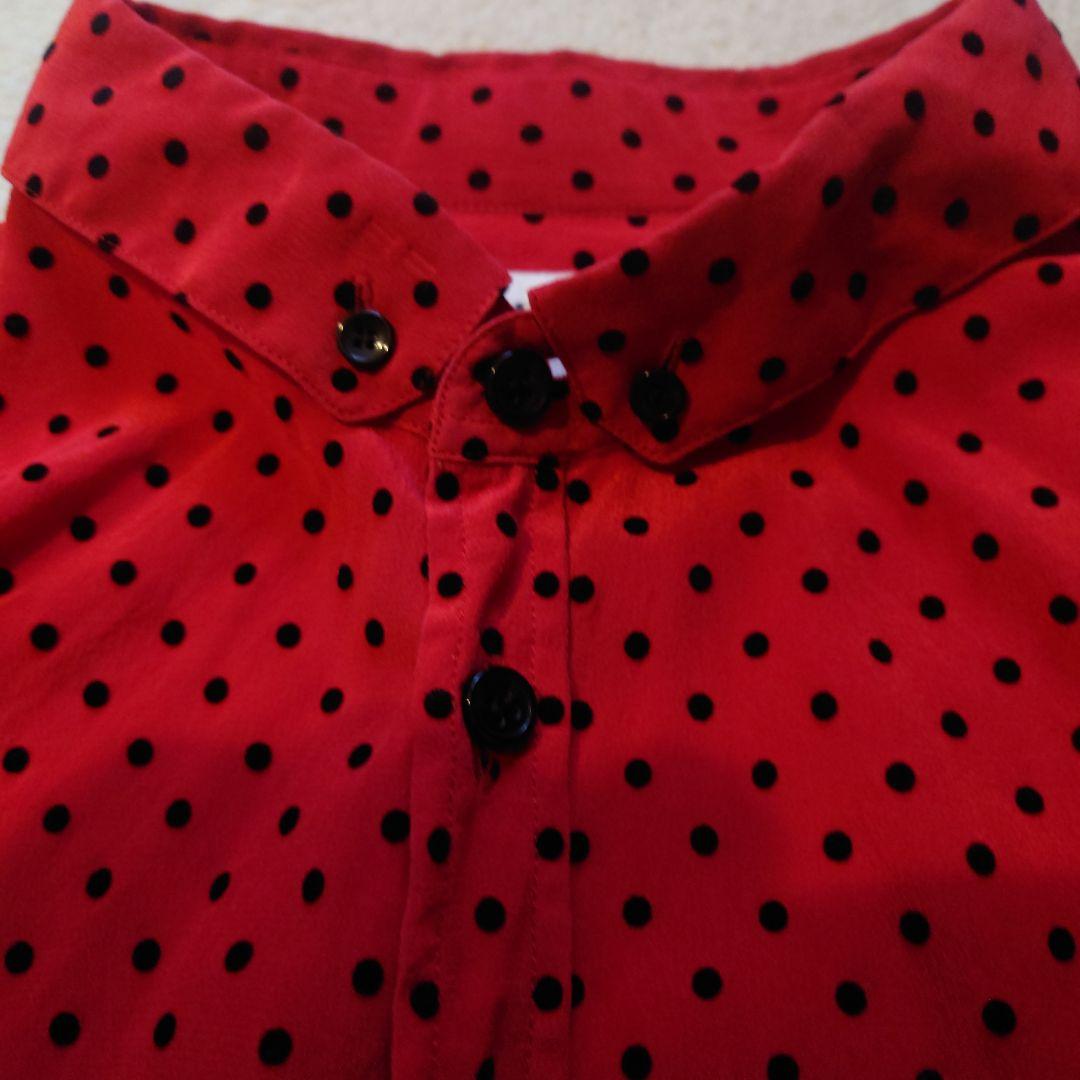 サンローラン／ドット柄（立体ドット）シルク長袖シャツ38 - メルカリ