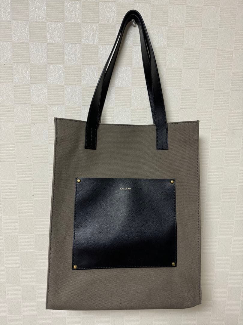 CULLNI Leather Pocket Canvas Tote