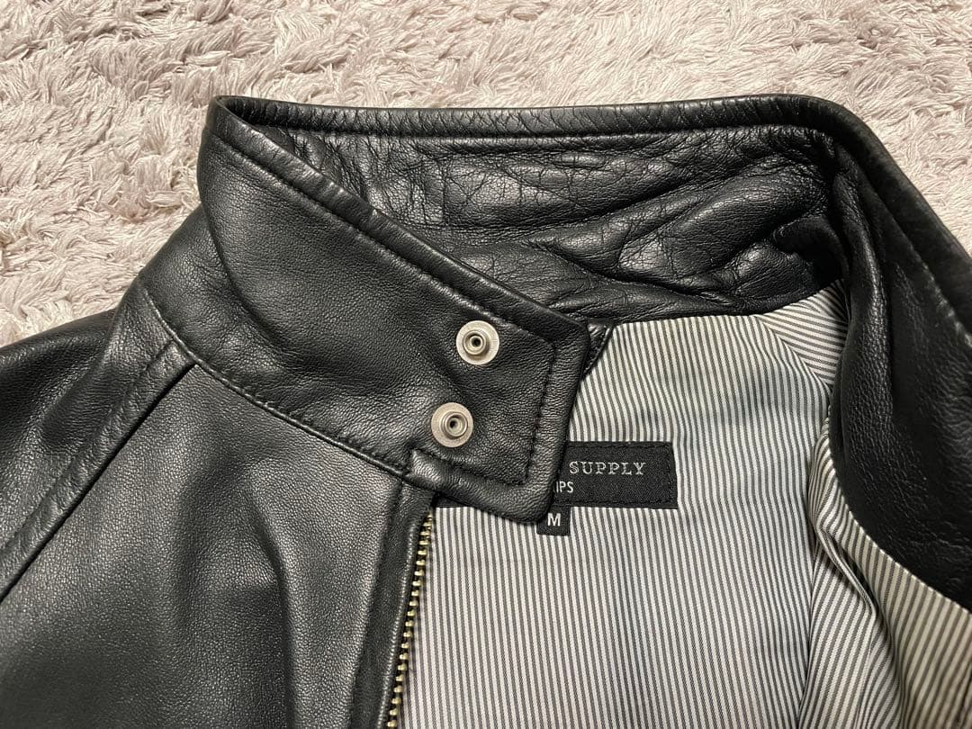 SHIPS ブラックライダースジャケット M - 未使用 SHIPS ラムレザー