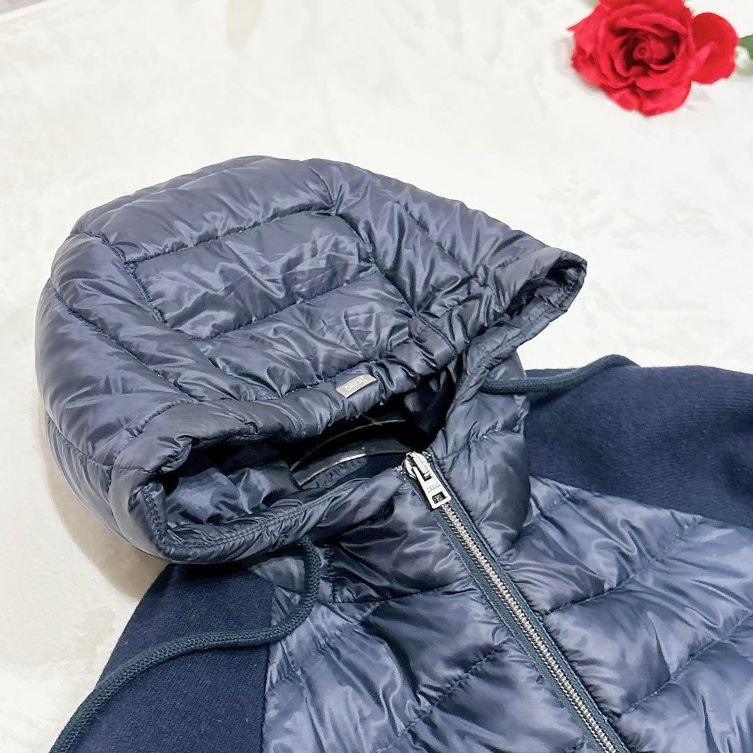 極美品✨ ヘルノ 切替 ダウンジャケット ウール メンズ ネイビー