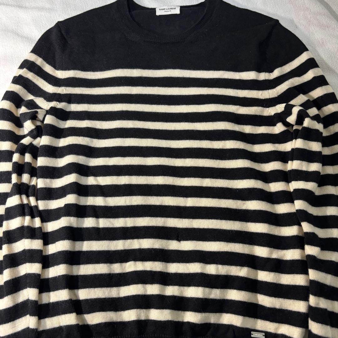 SAINT LAURENT PARIS エディ期 ボーダー ウールニット XS - メルカリ