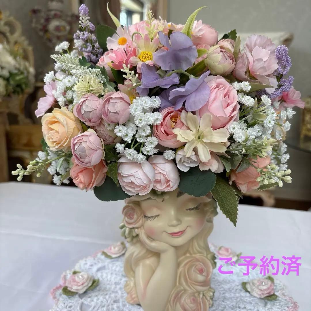 フラワーアレンジメント゜・*:.。❁造花 1点限り まゆ まゆ玉から生まれる花 まゆ花（別名：シルクフラワー）】 まゆ花