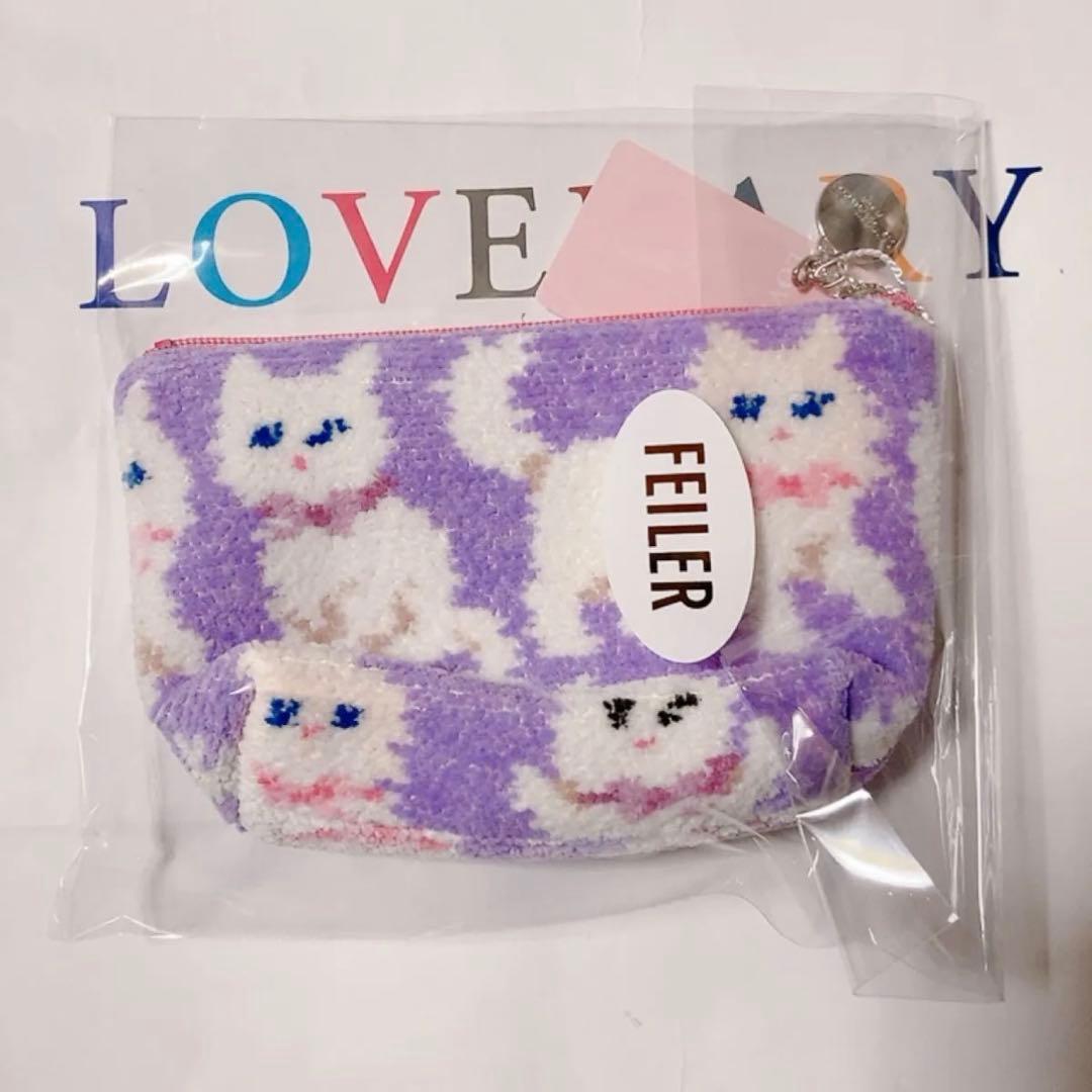 WEB限定 新作 モフモフネコチャン ペールパープル 舟型ポーチ Sサイズ