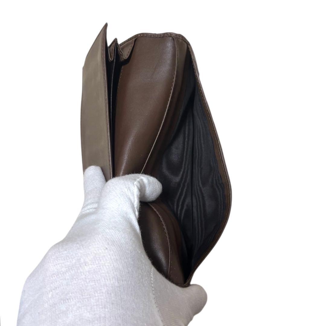 グッチ 長財布 レザー GGキャンバス ブラウン Wホック GG柄 ロゴ