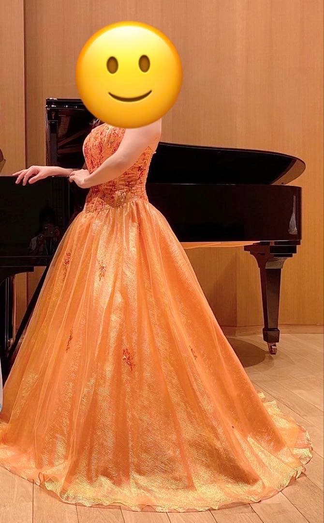 《1/7まで限定セール》 オレンジ カラードレス