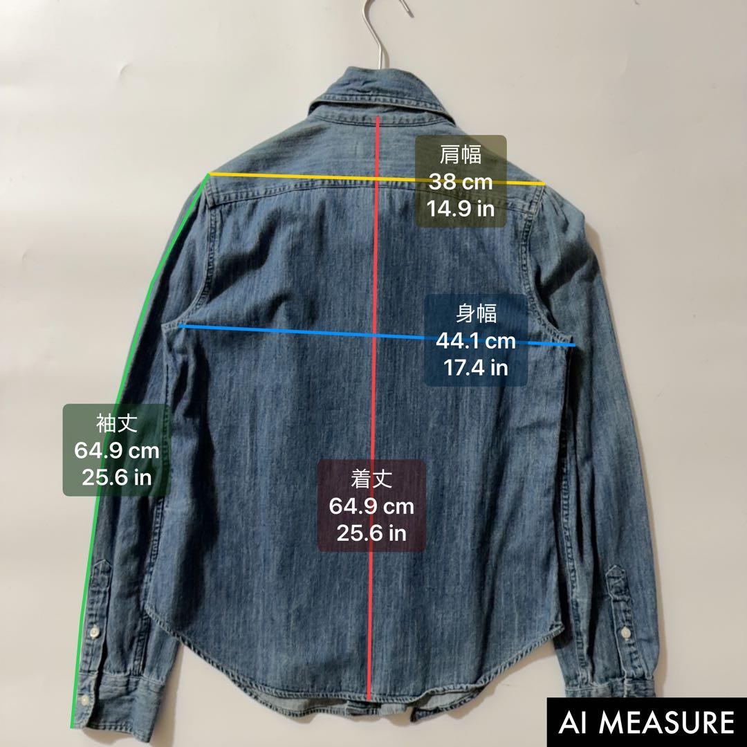 現行QR✨️ポロラルフローレン ボウタイ デニムシャツ ポニー刺繍 M相当