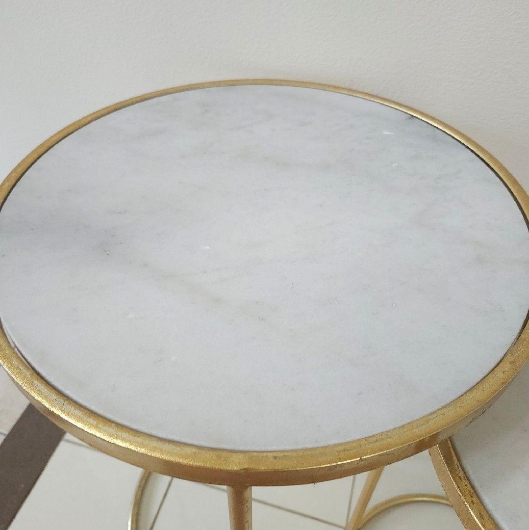 ZARA HOMEリアル大理石ネストテーブル サイドテーブル ゴールド - メルカリ