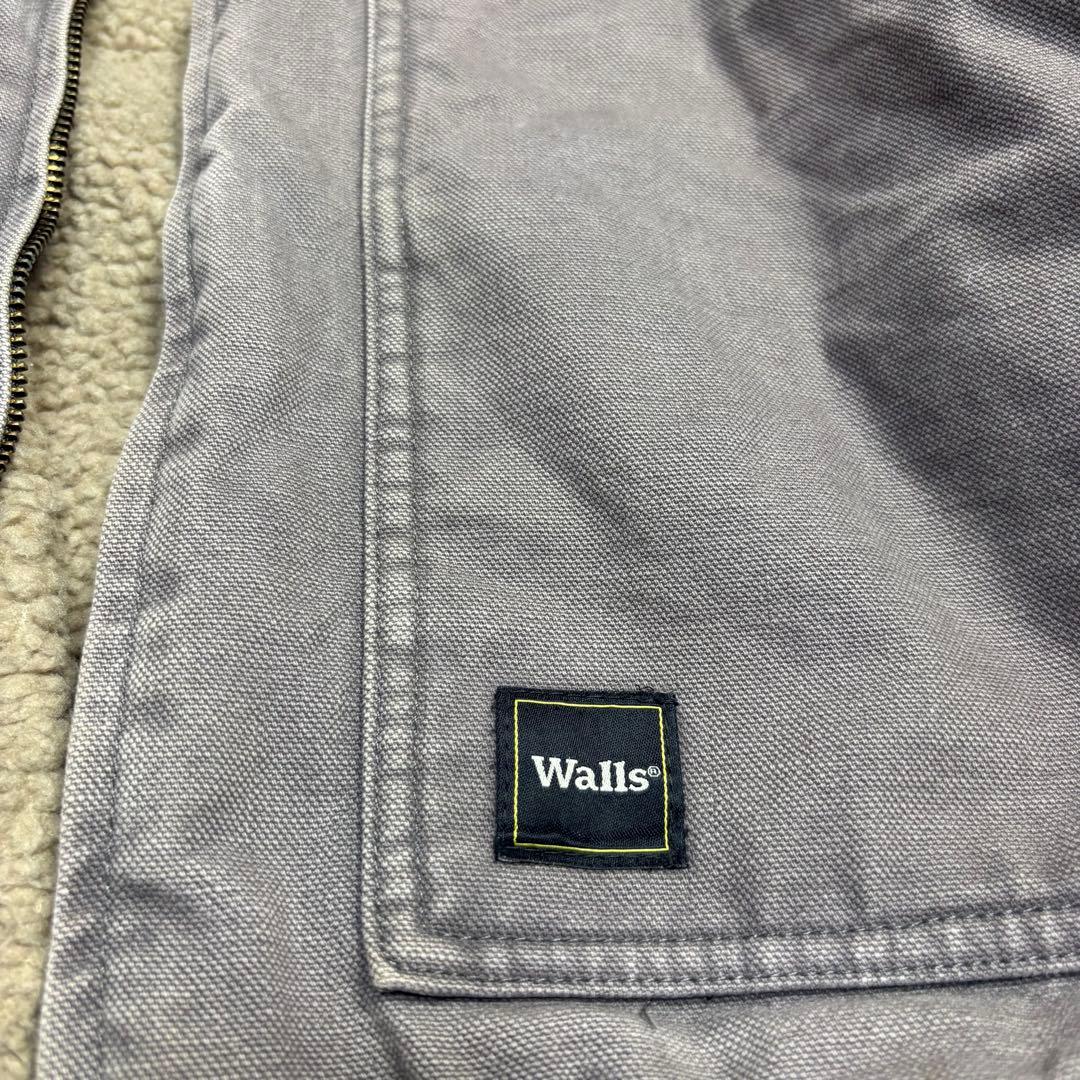 90s Walls ダック地アクティブジャケット グレー肉厚フェード ボアL短