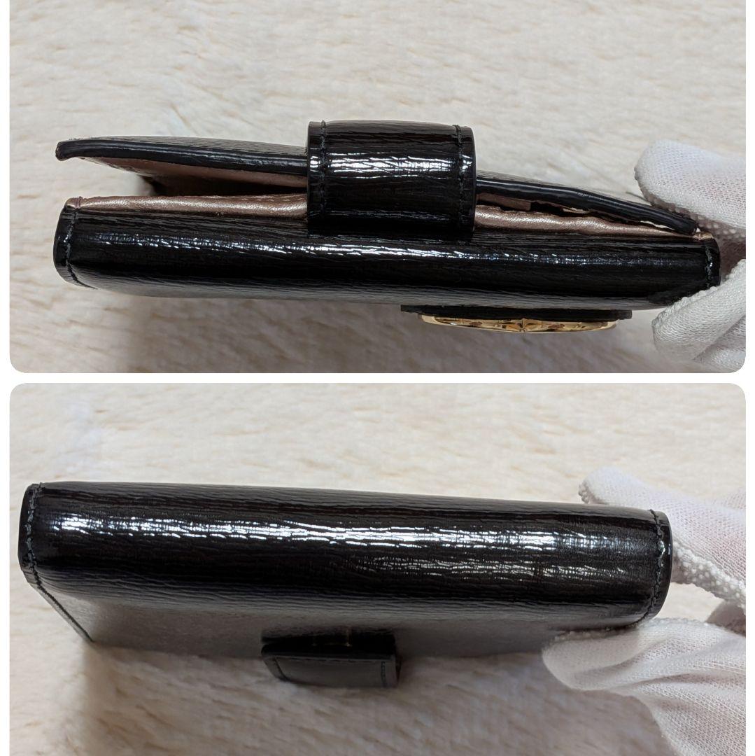 美品✨️グッチ 二つ折り財布 ラブリーハート レザー ブラック ピンク