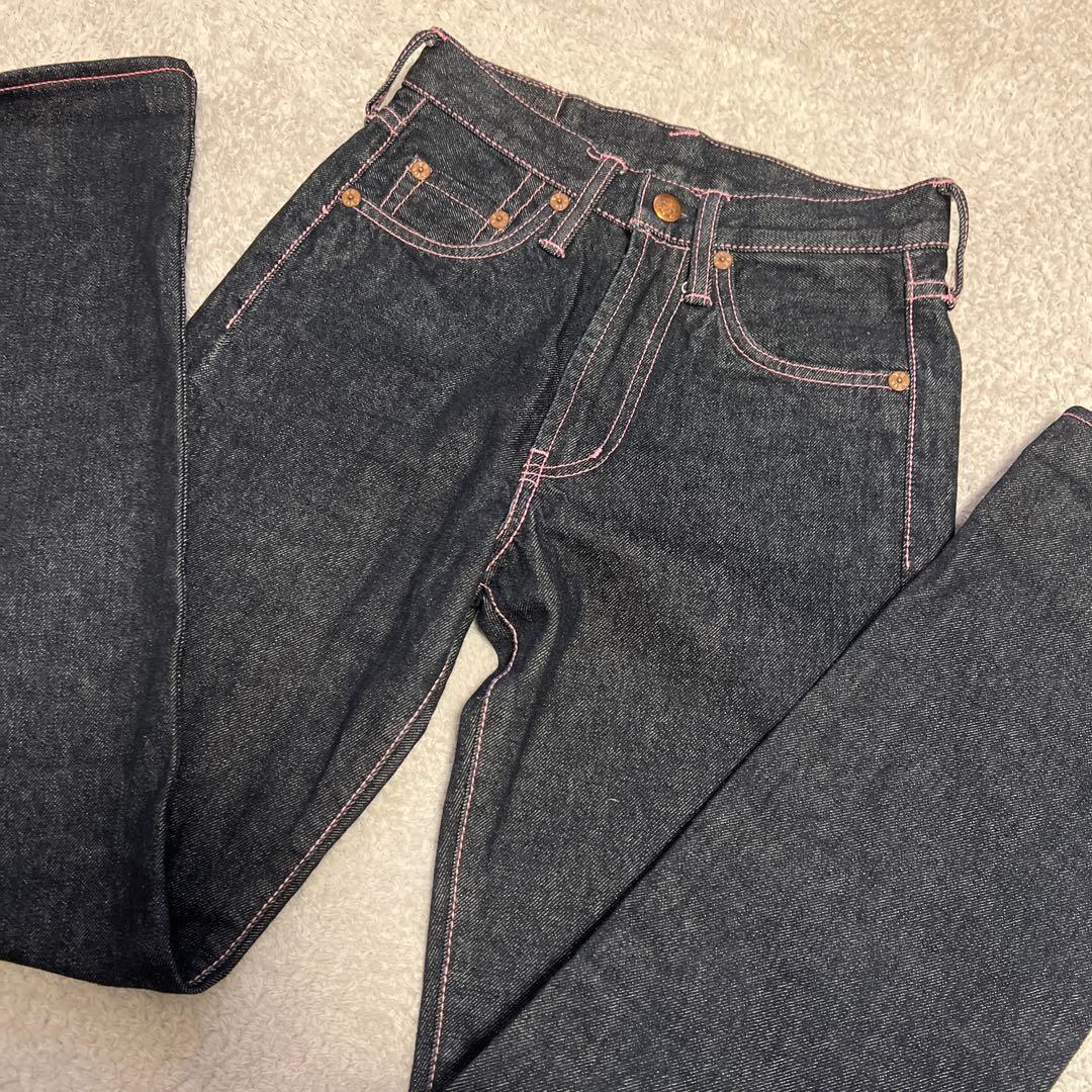 美品✨エビスEVISU デニム ピンク カモメ ステッチ ジーンズ24インチ