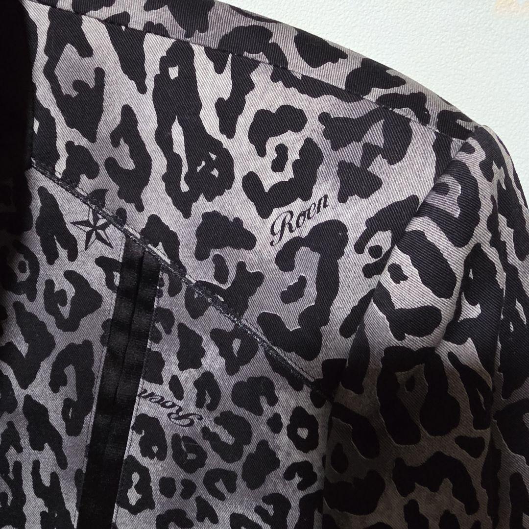 ロエン Roen スワロスカル グレーレオパードテーラードジャケット 50
