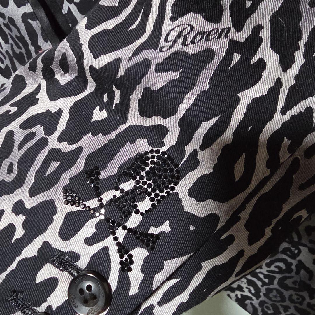 ロエン Roen スワロスカル グレーレオパードテーラードジャケット 50