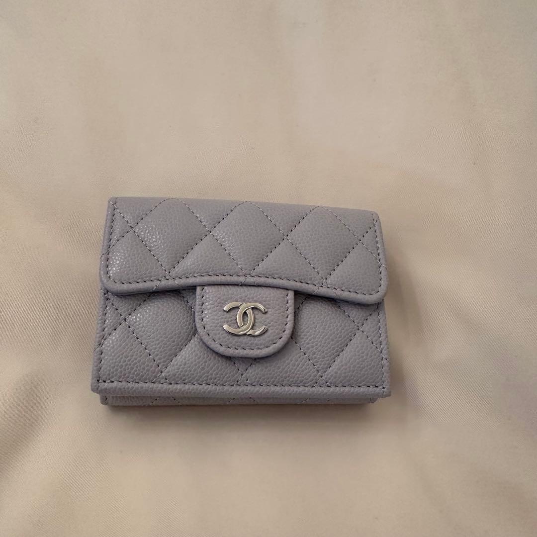 CHANEL クラシック スモール フラップ ウォレット ブルー系 3つ折り