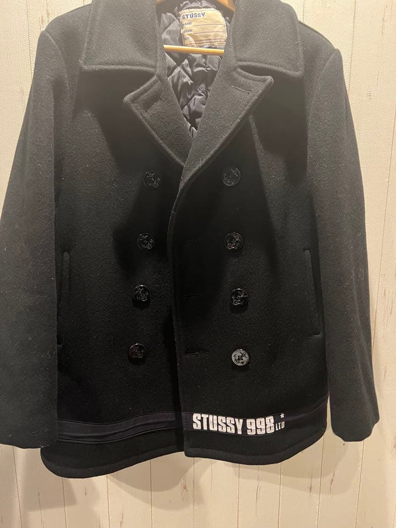 s*t様 名作　stussy×schott 98年製　限定ピーコート　黒　USA STUSSY - 38 良品 Schott x Stussy 753ST Pコート M ブラックの通販 by