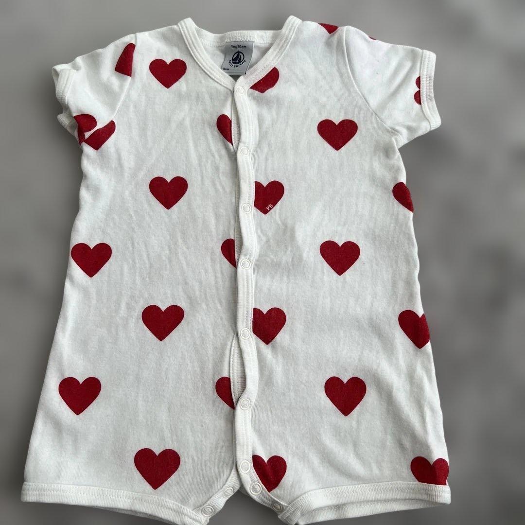 PETIT BATEAU ハート柄ロンパース 3m/60cm - メルカリ