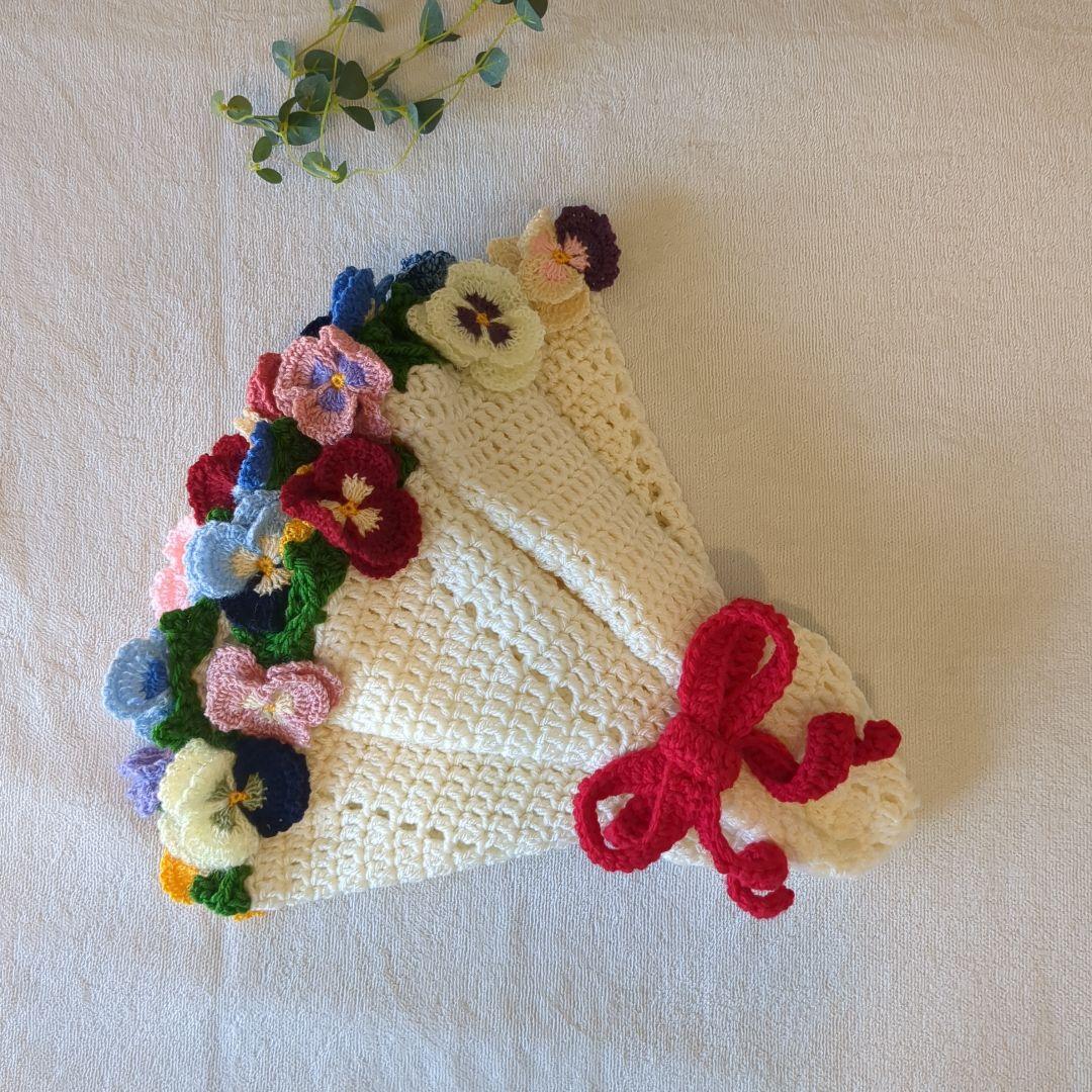 ブーケブランケット 花束 ハンドメイド パンジー リボン - メルカリ