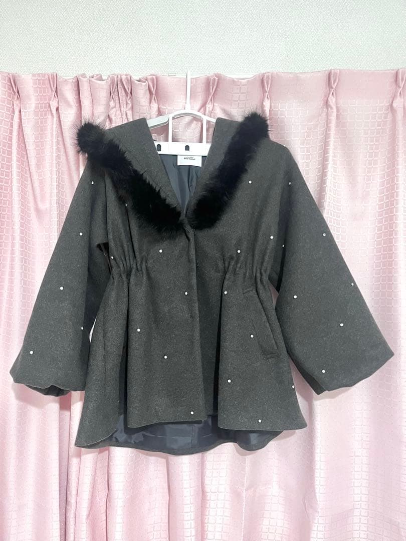 NICE CLAUP ビジュー付きミドル丈コート ナイスクラップ NICE CLAUP マルチWAYミドル丈コート （BK