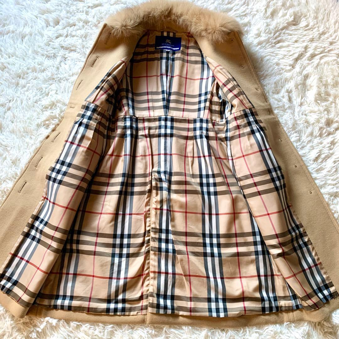 人気✨バーバリー ファー ロングコート ベージュ ノバチェック