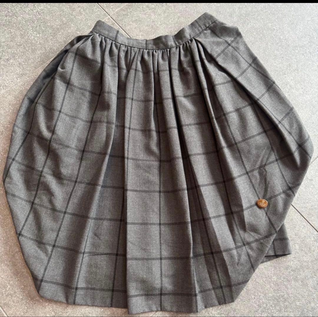 美品 ヴィヴィアンウエストウッド 変形スカート チェック グレー