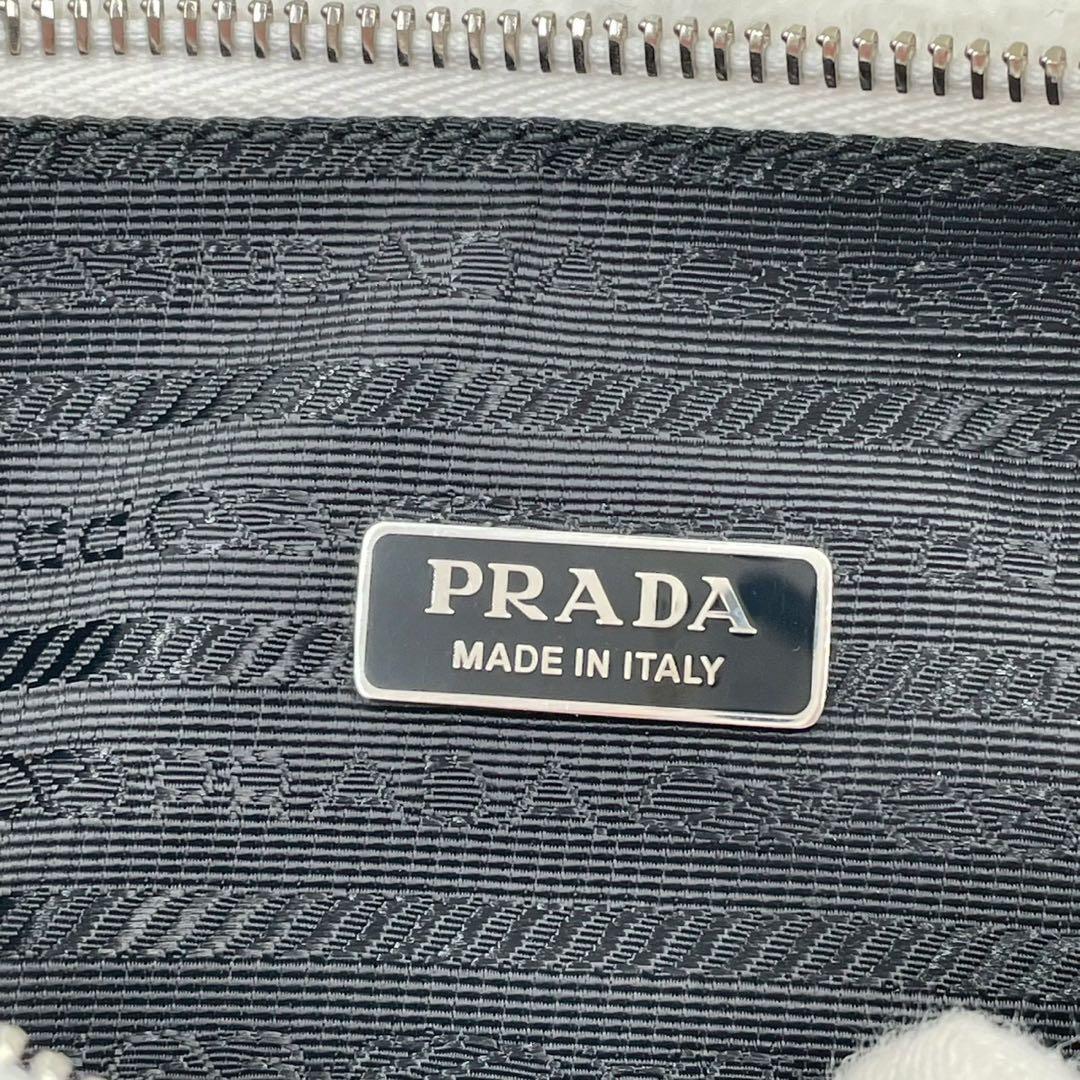 美品 プラダ テリークロス ハンドバッグ ミニバッグ トライアングル