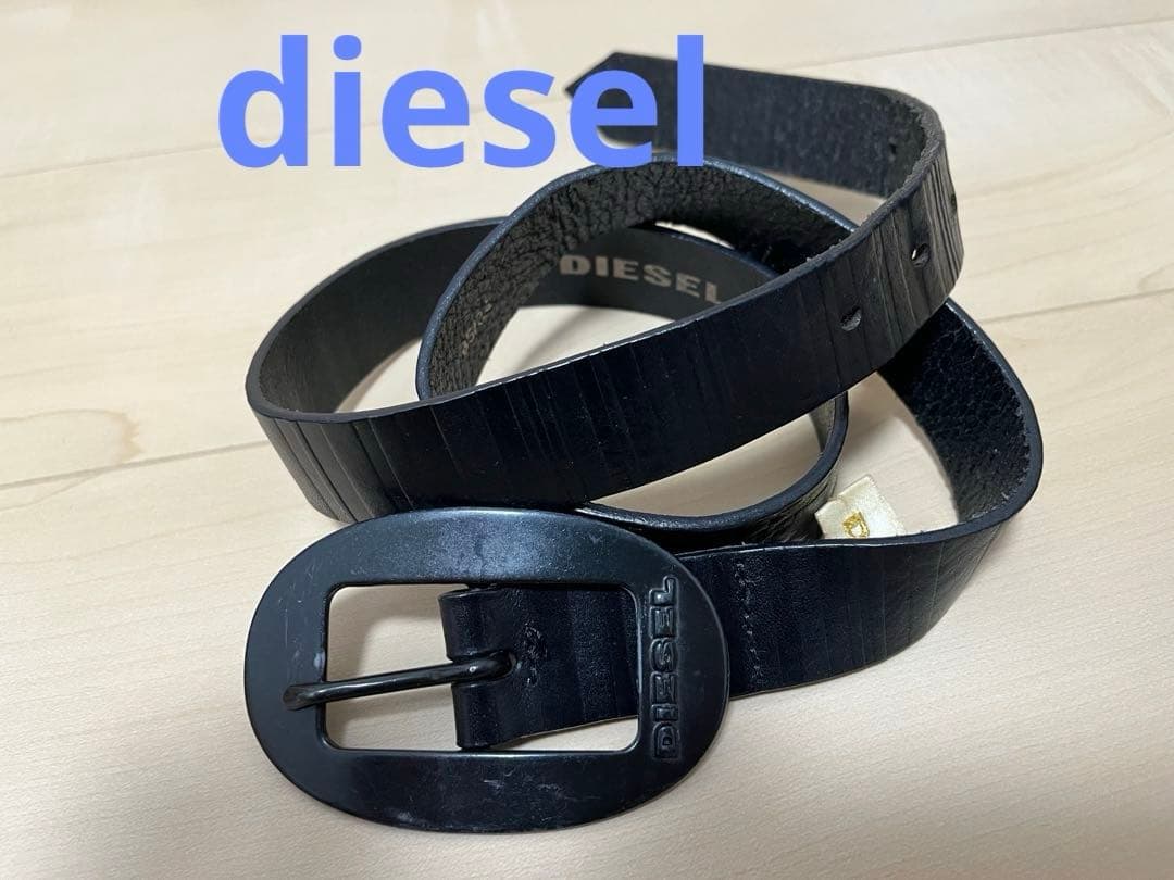 DIESEL ブラックレザー ベルト CM 85 - メルカリ
