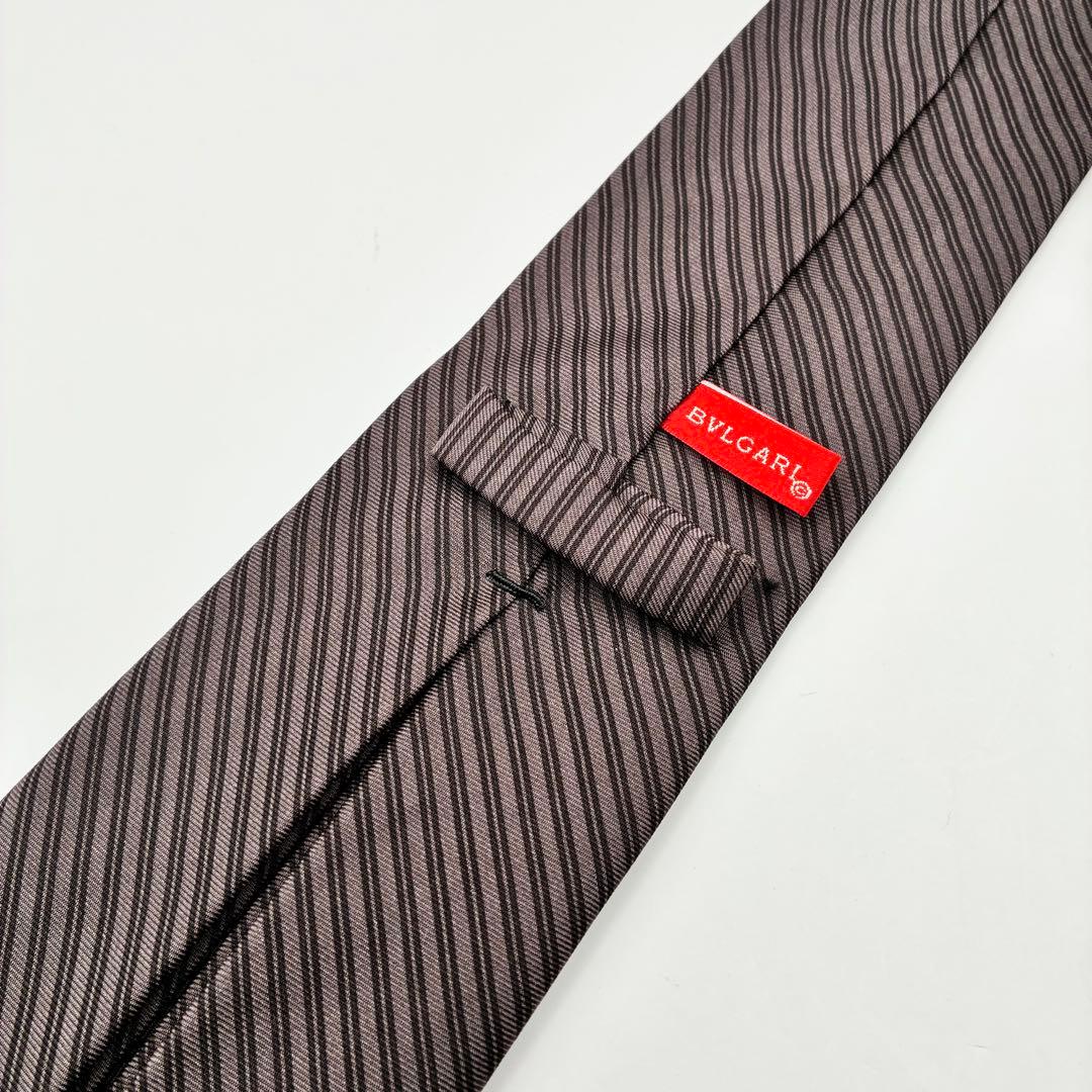 美品】BVLGARI ブルガリ ネクタイ セッテピエゲ ストライプ シルク