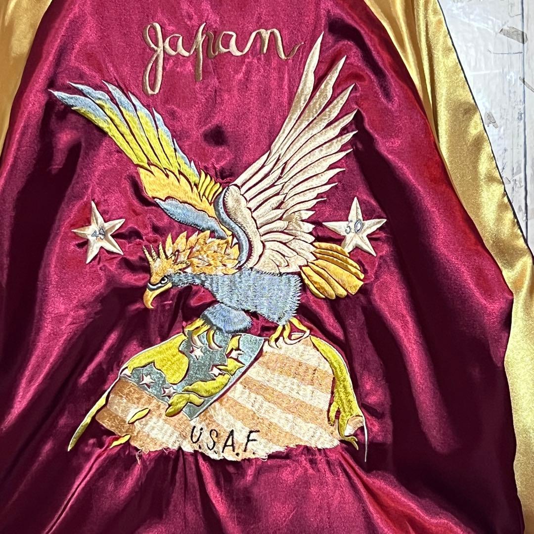 極美品】 テーラー東洋リバーシブル ボルドー L サテン スカジャン 鷲