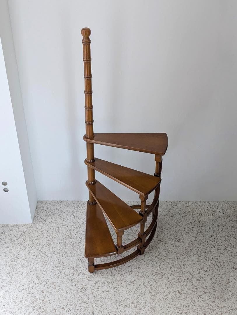 ビンテージ ライブリーステップ 螺旋階段 飾り棚 踏み台 ミッド