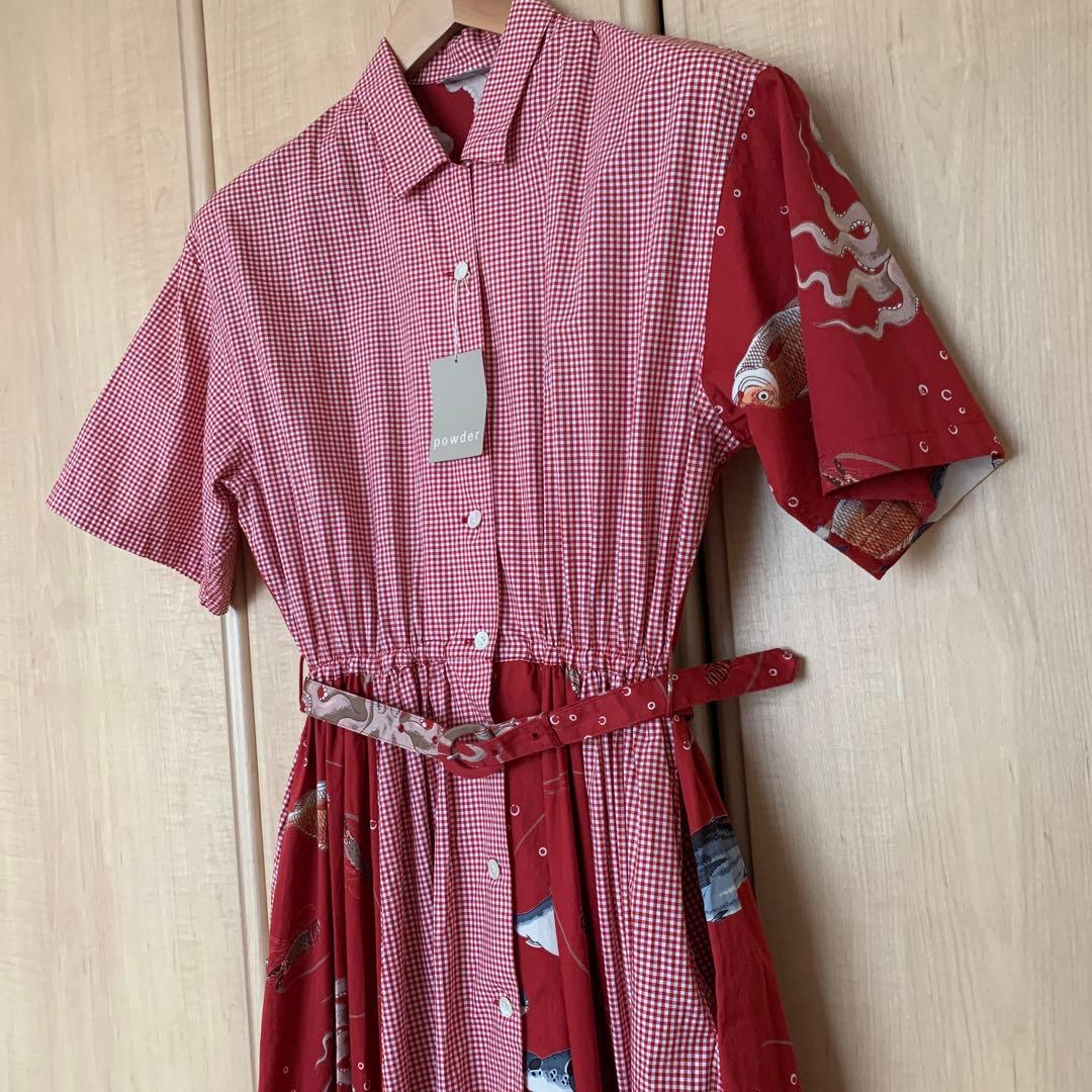 下迫秀樹powderチェック&さかな柄フレアワンピース - メルカリ