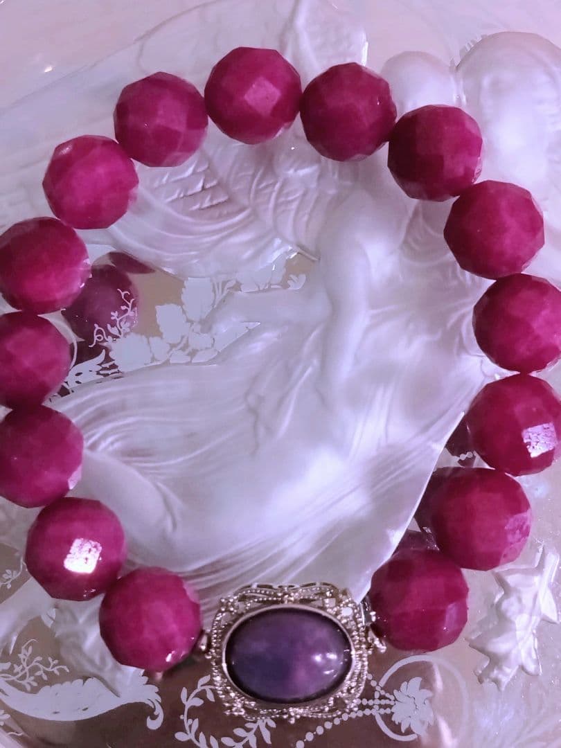 限定特価❤非加熱高級天然ルビー✨️美麗チャロアイト❤華やぎブレスレット鑑定付