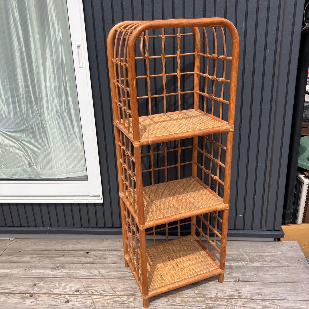 昭和レトロ アーチ型 3段ラタンラック オープンシェルフ 飾り棚 ディスプレイ 昭和レトロ アーチ型 ラタンラック シェルフ 飾り棚 ディスプレイ