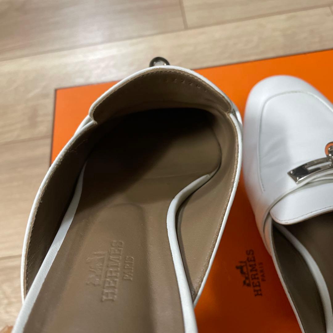 HERMES ホワイトレザー 38