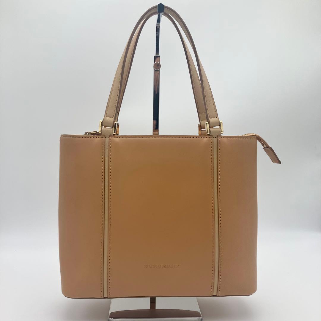バーバリー トートバッグ ノバチェック レザー A4可 自立 ベージュ